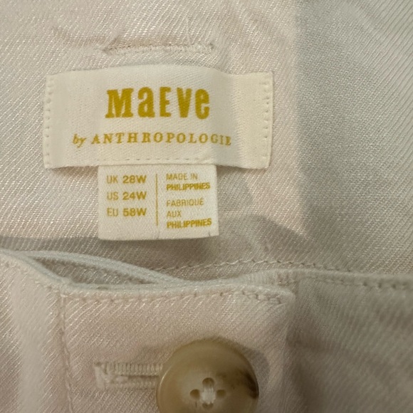 Plus-Sized (24W) Anthropologie Maeve Cream Pants NWT - Picture 3 of 6